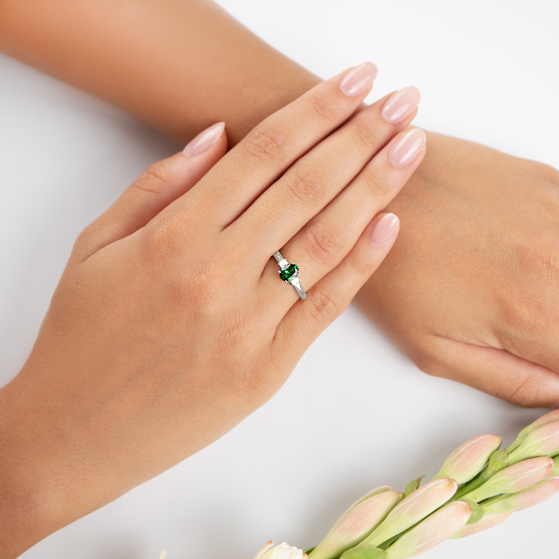 Inel Aur 18k Diamante, Tsavorit DERUVO