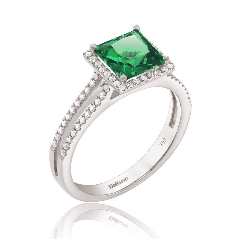 Inel Aur 18k Diamante, Quartz Verde DERUVO
