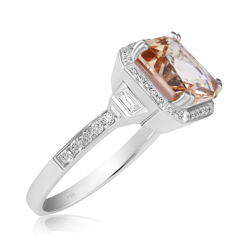 Inel Aur 18k Diamante, Morganit DERUVO