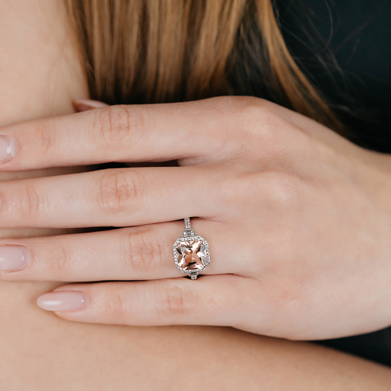 Inel Aur 18k Diamante, Morganit DERUVO