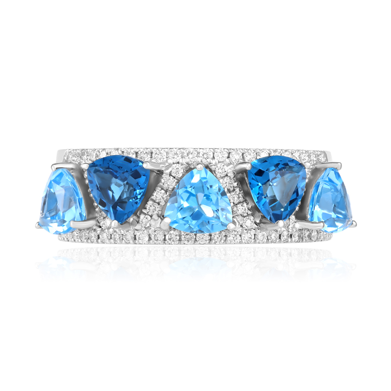 Inel Aur 18k Diamante, Topaz, London Blue Topaz DERUVO