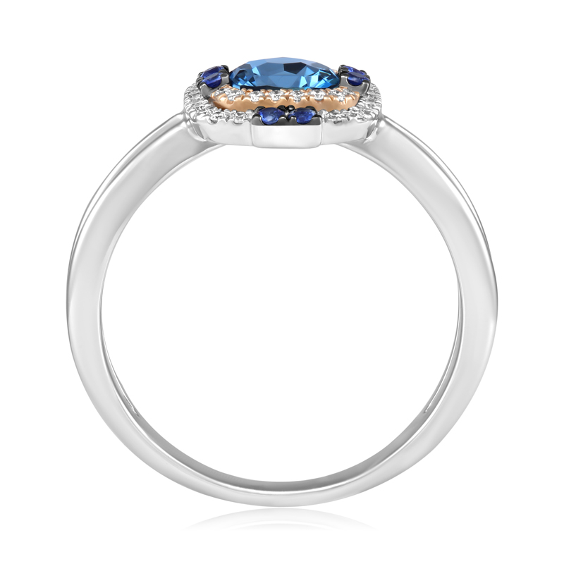Inel Aur 18k Diamante, Safire, London Blue Topaz DERUVO