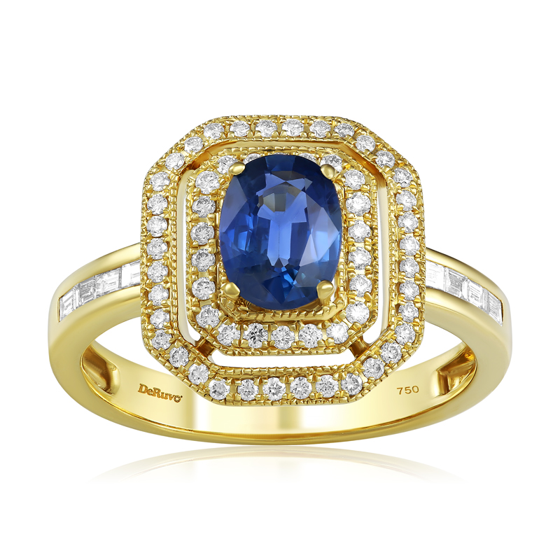 Inel Aur 18k Diamante,Safir DERUVO
