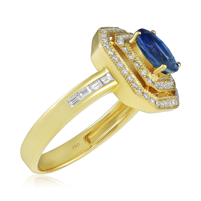 Inel Aur 18k Diamante,Safir DERUVO