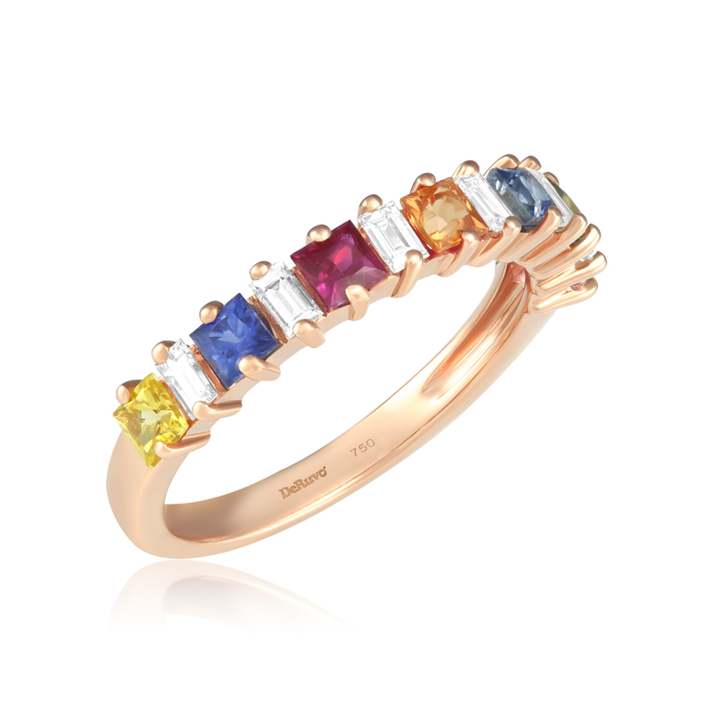 Inel Aur 18k Diamante, Rubin, Safire Multicolore DERUVO