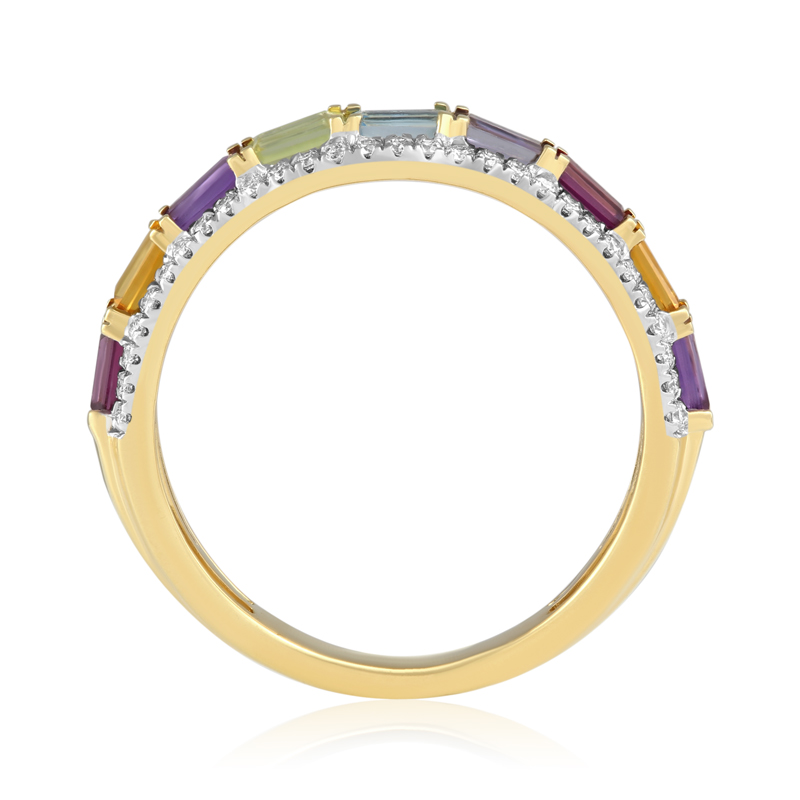 Inel Aur 18k Diamante, Pietre Multicolore DERUVO