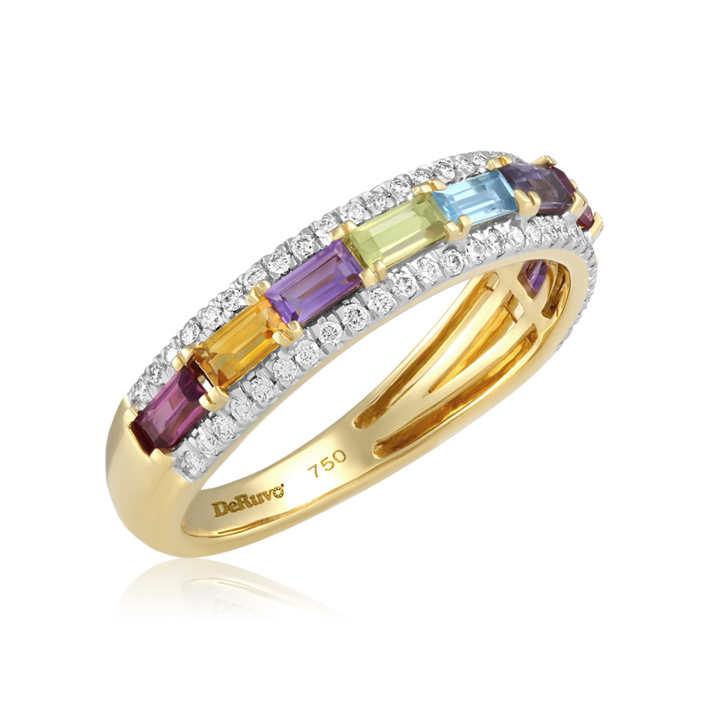 Inel Aur 18k Diamante, Pietre Multicolore DERUVO