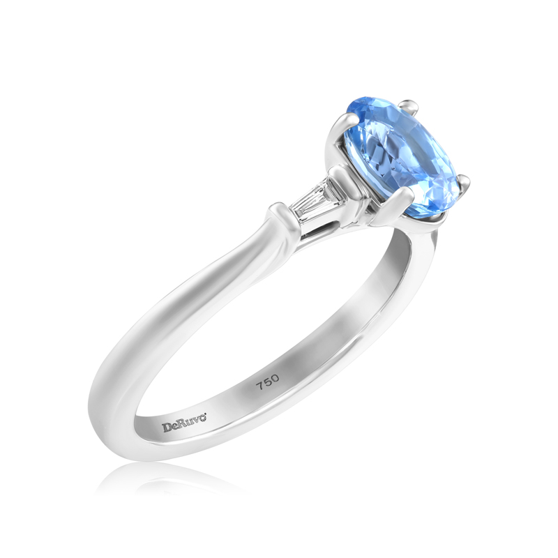 Inel Aur 18k Diamante, Aquamarin DERUVO