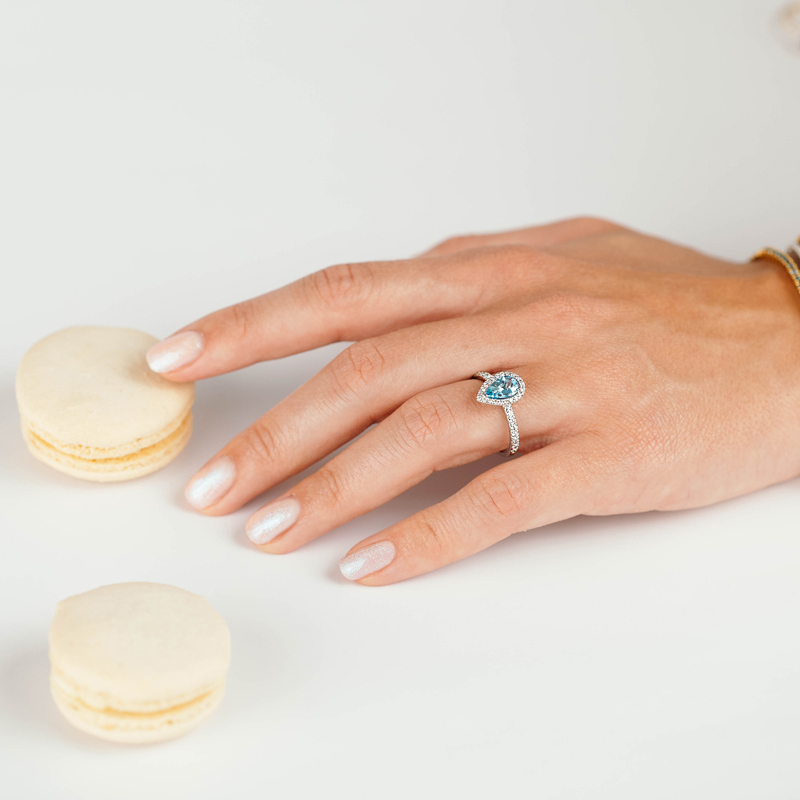 Inel Aur 18k Diamante, Aquamarin DERUVO Inel Aur 18k Diamante, Aquamarin DERUVO