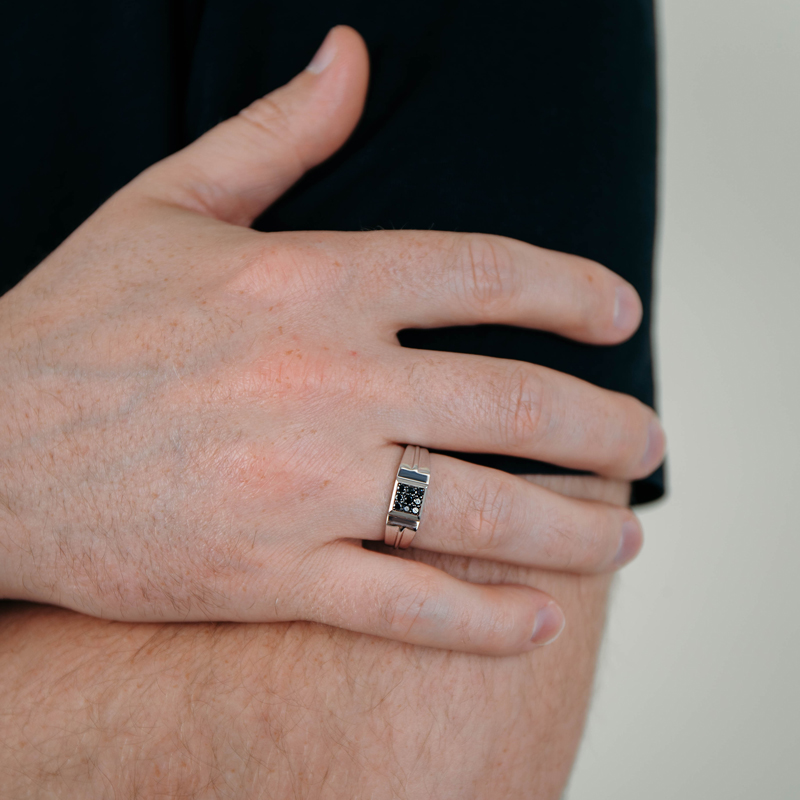 Inel Platina 950 Diamante Negre LEO MARCUS