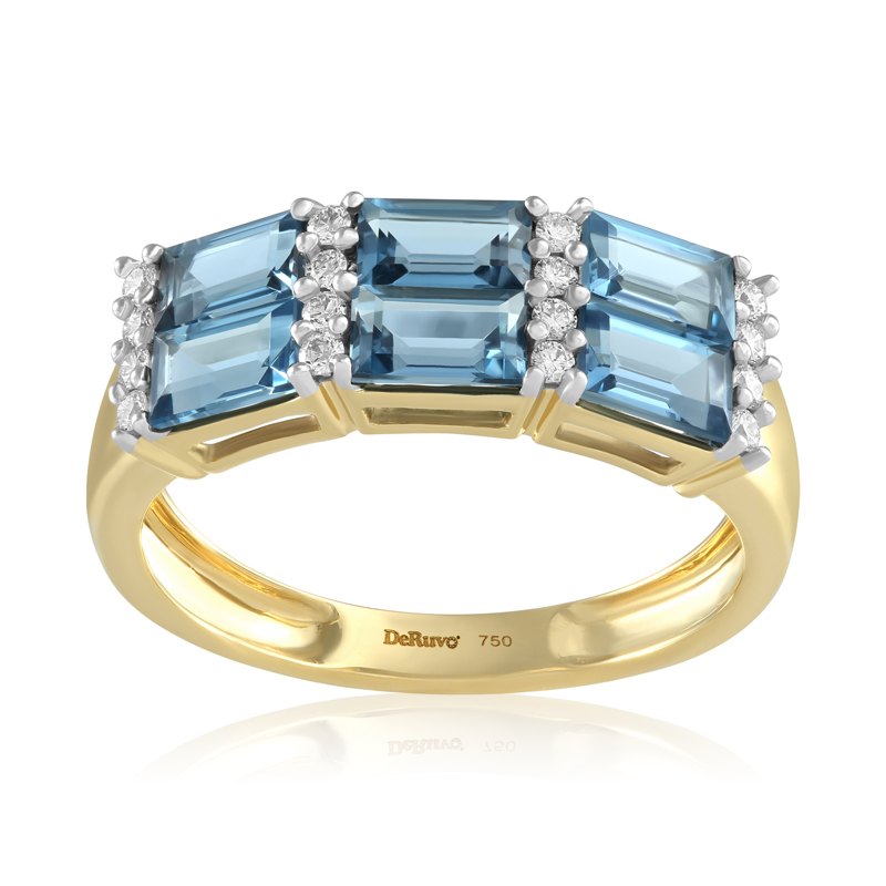 Inel Aur 18k Diamante, London Blue Topaz DERUVO