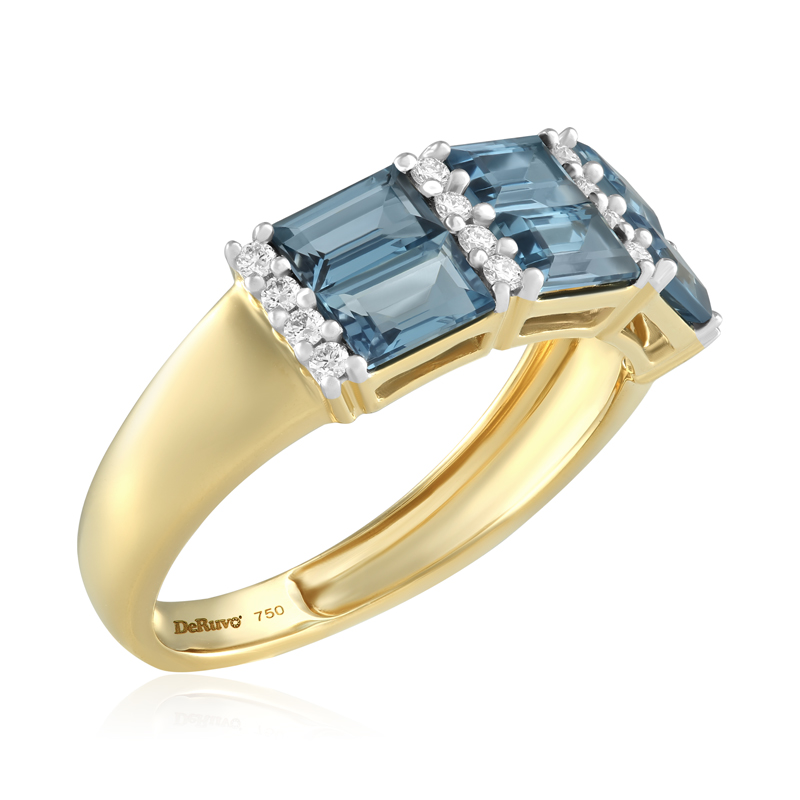 Inel Aur 18k Diamante, London Blue Topaz DERUVO