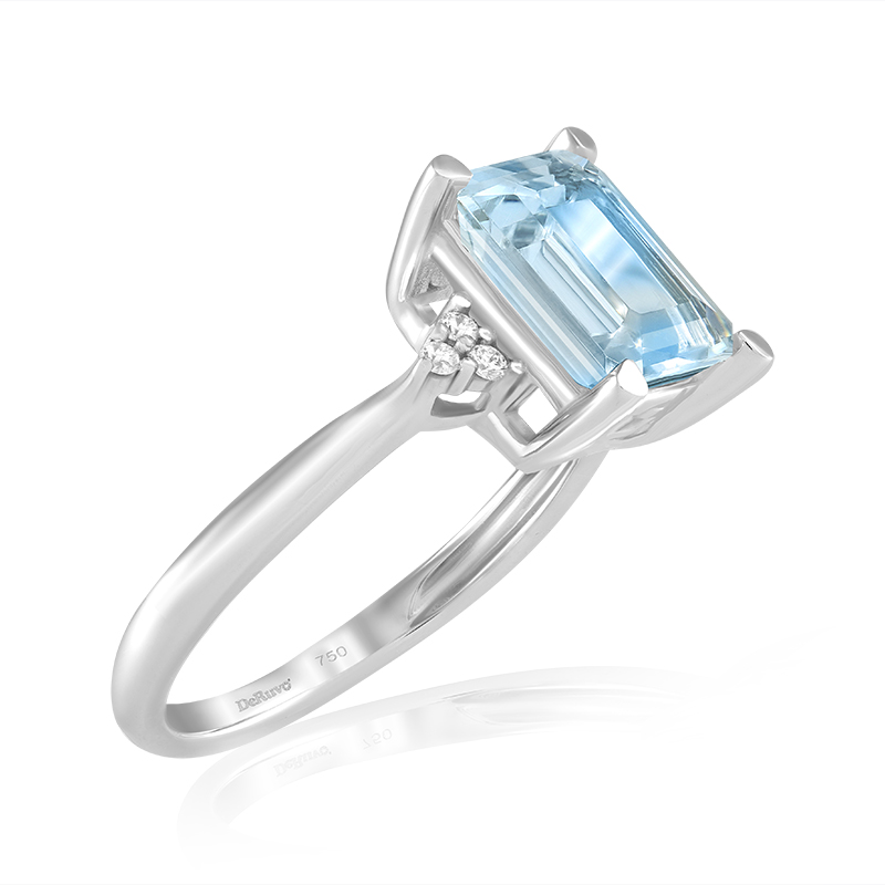 Inel Aur 18k Diamante, Aquamarin DERUVO