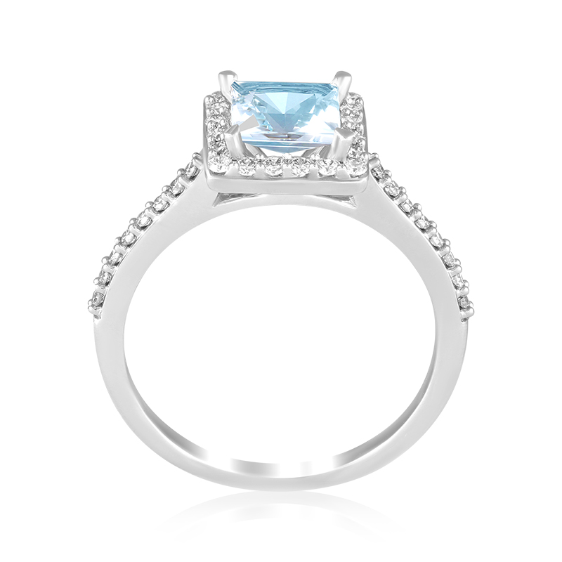 Inel Aur 18k Diamante, Aquamarin DERUVO