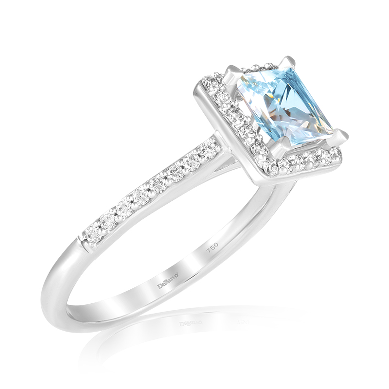 Inel Aur 18k Diamante, Aquamarin DERUVO