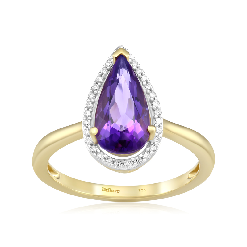 Inel Aur 18k Diamante, Ametist DERUVO