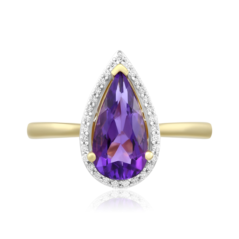 Inel Aur 18k Diamante, Ametist DERUVO