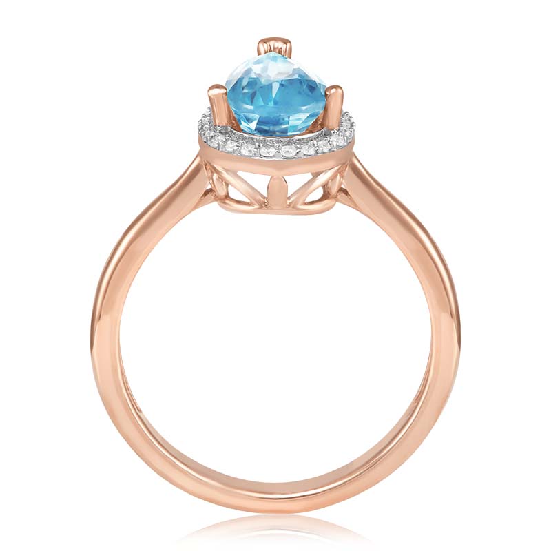 Inel Aur 18k Diamante, Topaz Albastru DERUVO