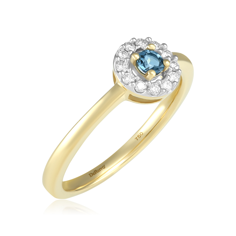 Inel Aur 18k Diamante, London Blue Topaz DERUVO