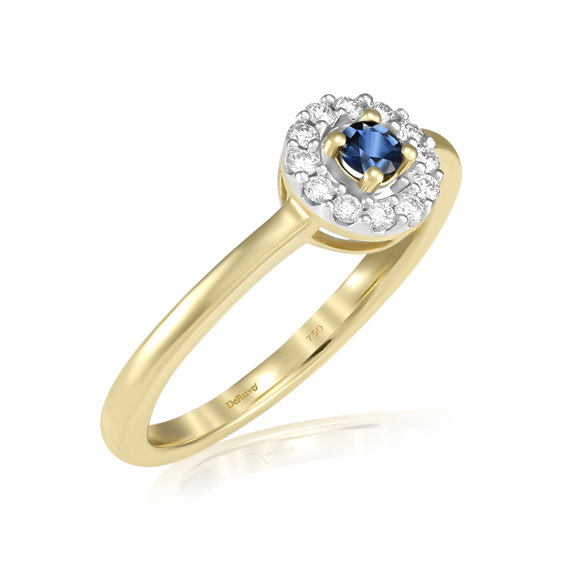 Inel Aur 18k Diamante, Safir DERUVO