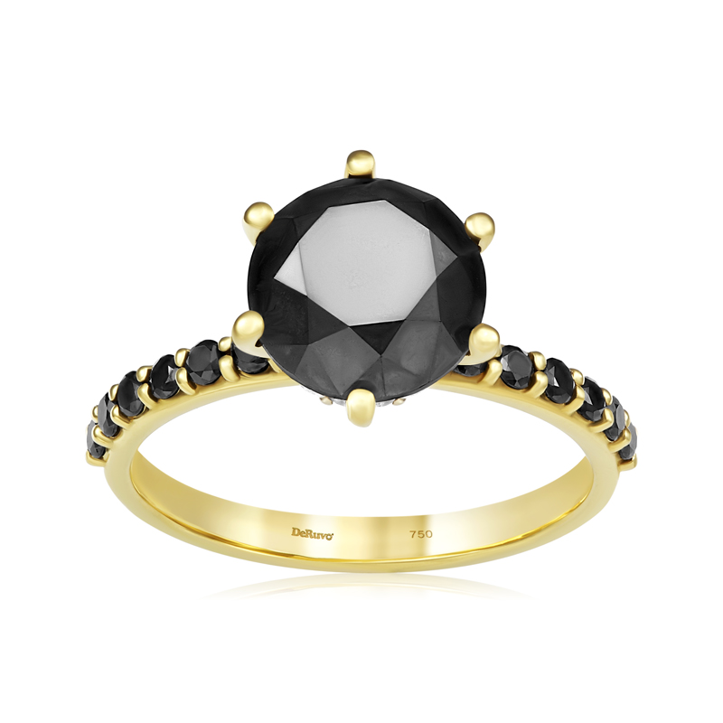 Inel Logodna Aur 18k Diamante Negre, Diamante DERUVO