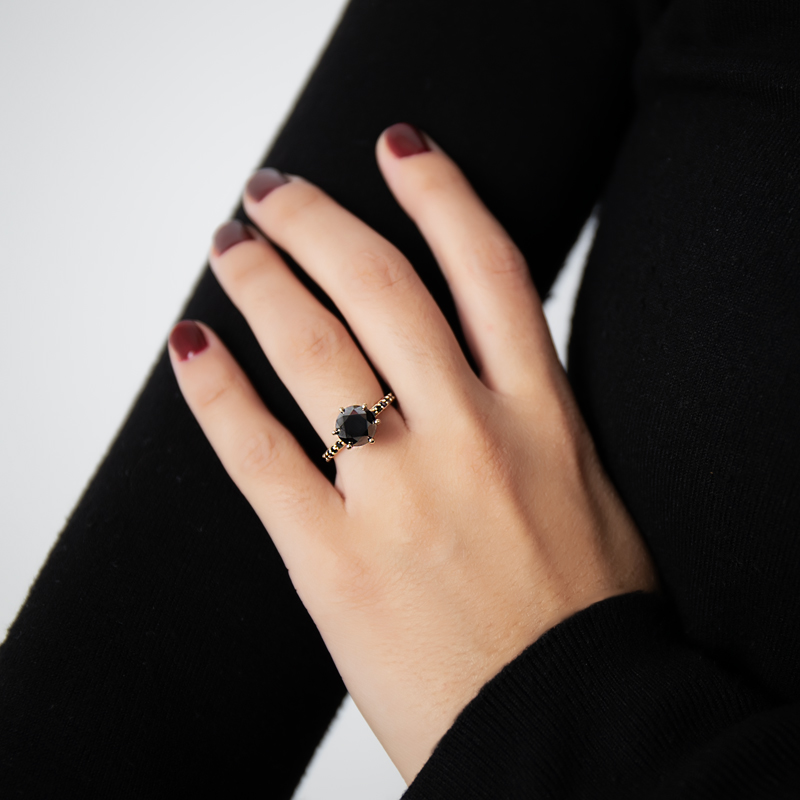 Inel Logodna Aur 18k Diamante Negre, Diamante DERUVO