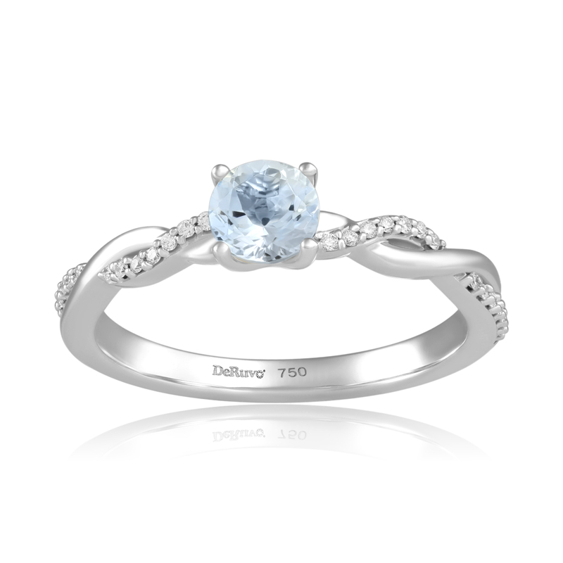 Inel Aur 18k Diamante, Aquamarin DERUVO