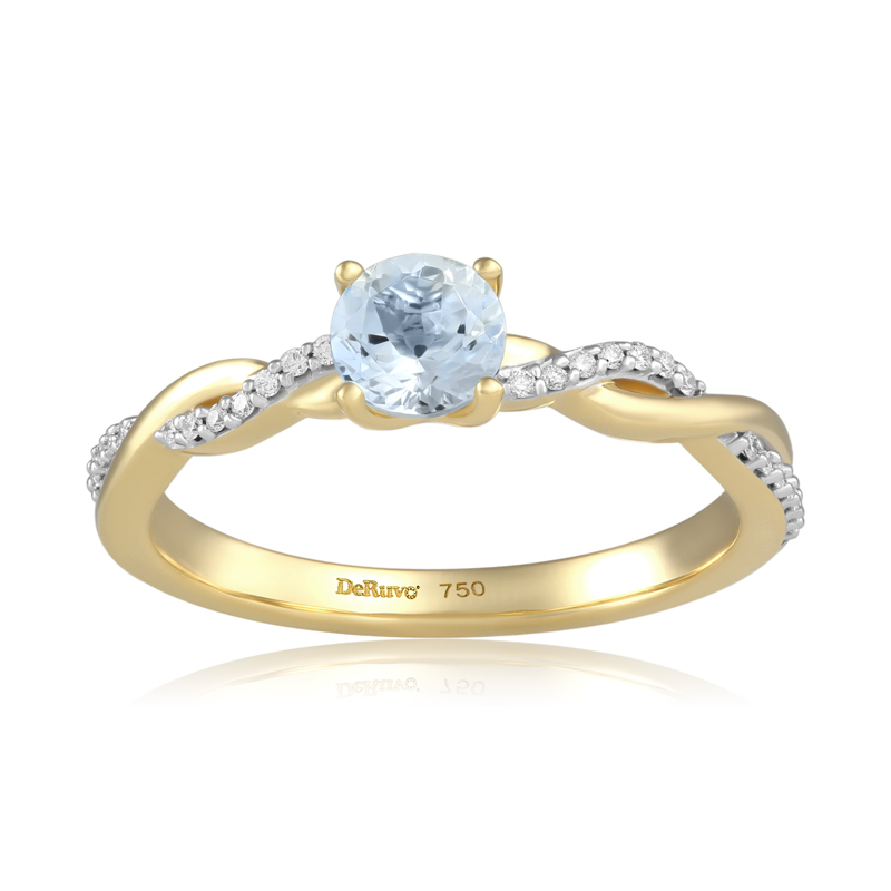 Inel Aur 18k Diamante, Aquamarin DERUVO