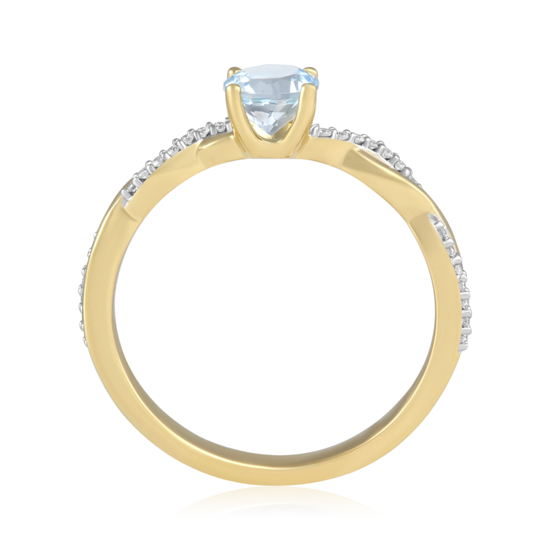 Inel Aur 18k Diamante, Aquamarin DERUVO