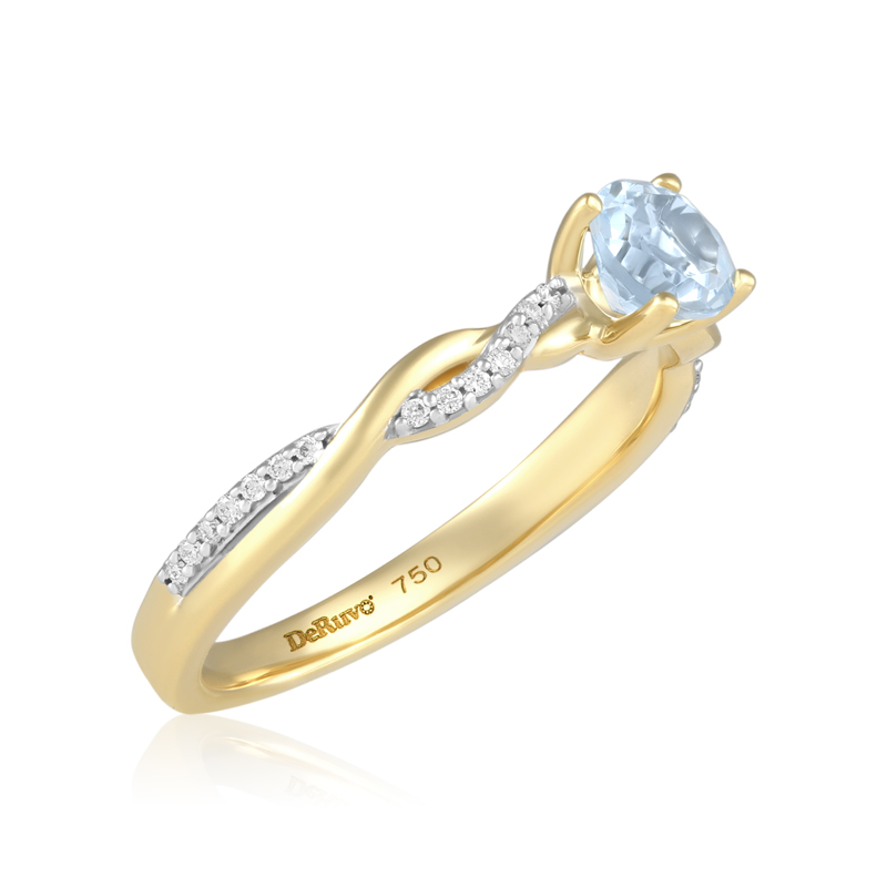 Inel Aur 18k Diamante, Aquamarin DERUVO