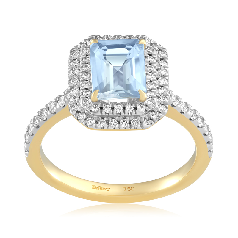 Inel Aur 18k Diamante, Aquamarin DERUVO