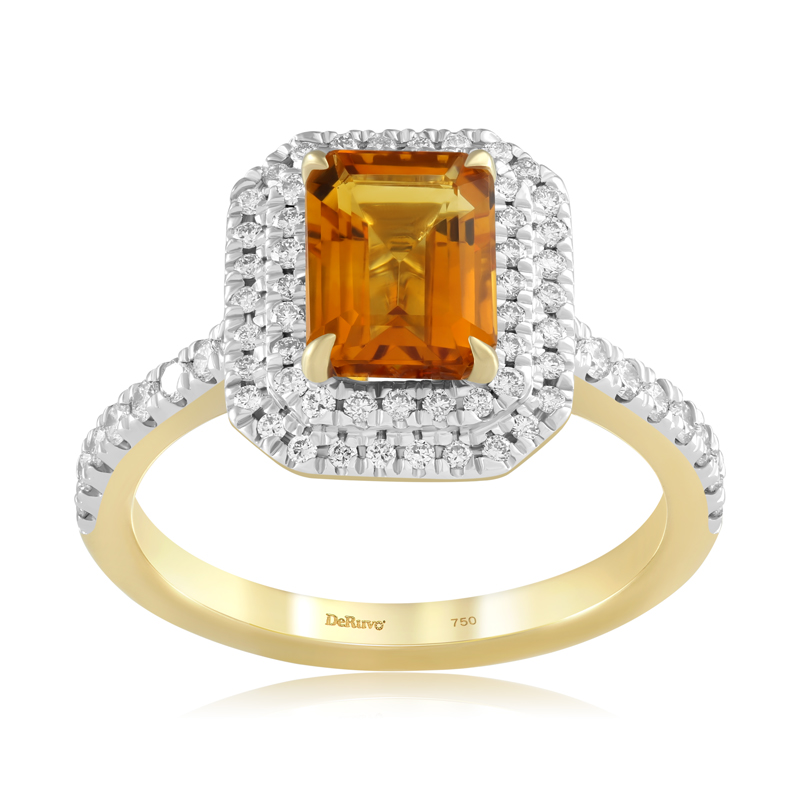 Inel Aur 18k Diamante, Citrin DERUVO