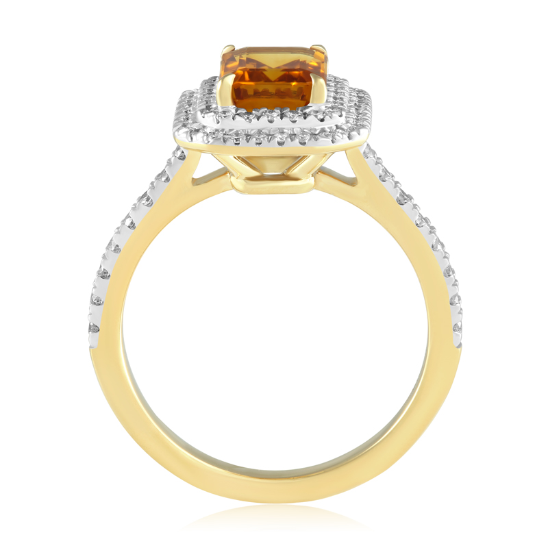 Inel Aur 18k Diamante, Citrin DERUVO