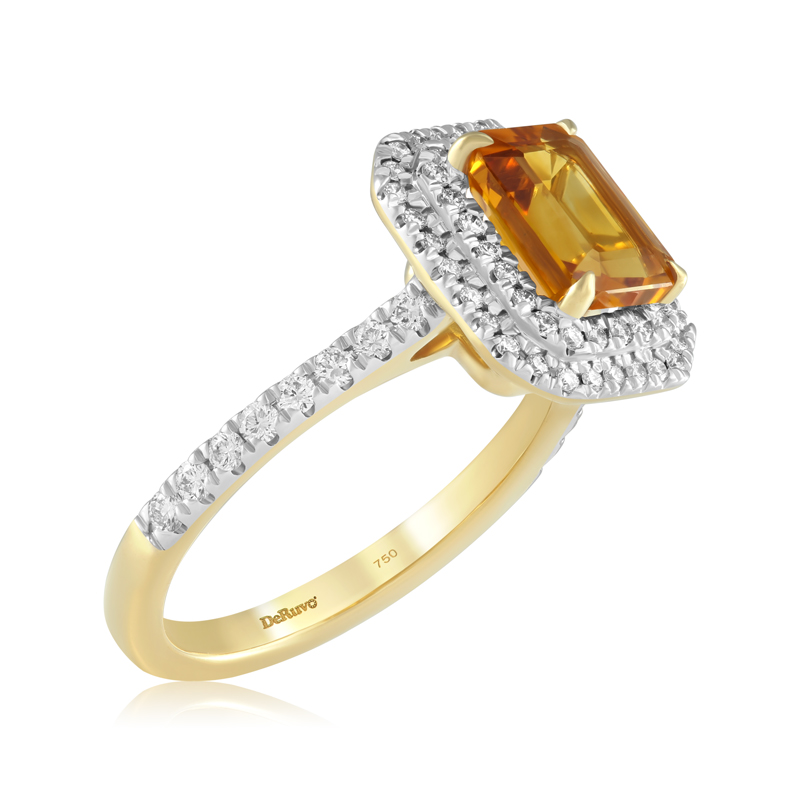 Inel Aur 18k Diamante, Citrin DERUVO