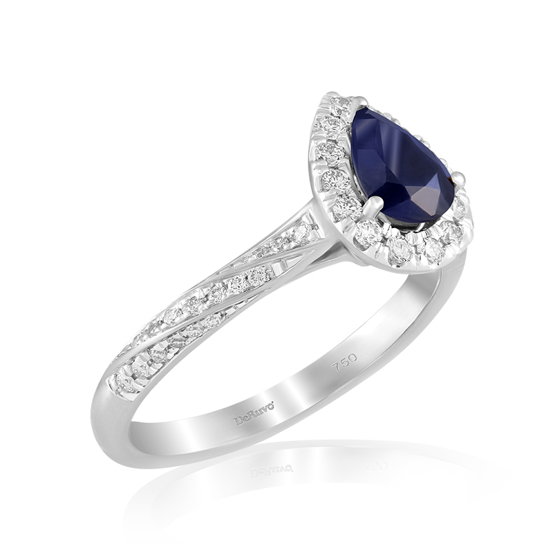 Inel Aur 18k Diamante, Safir DERUVO