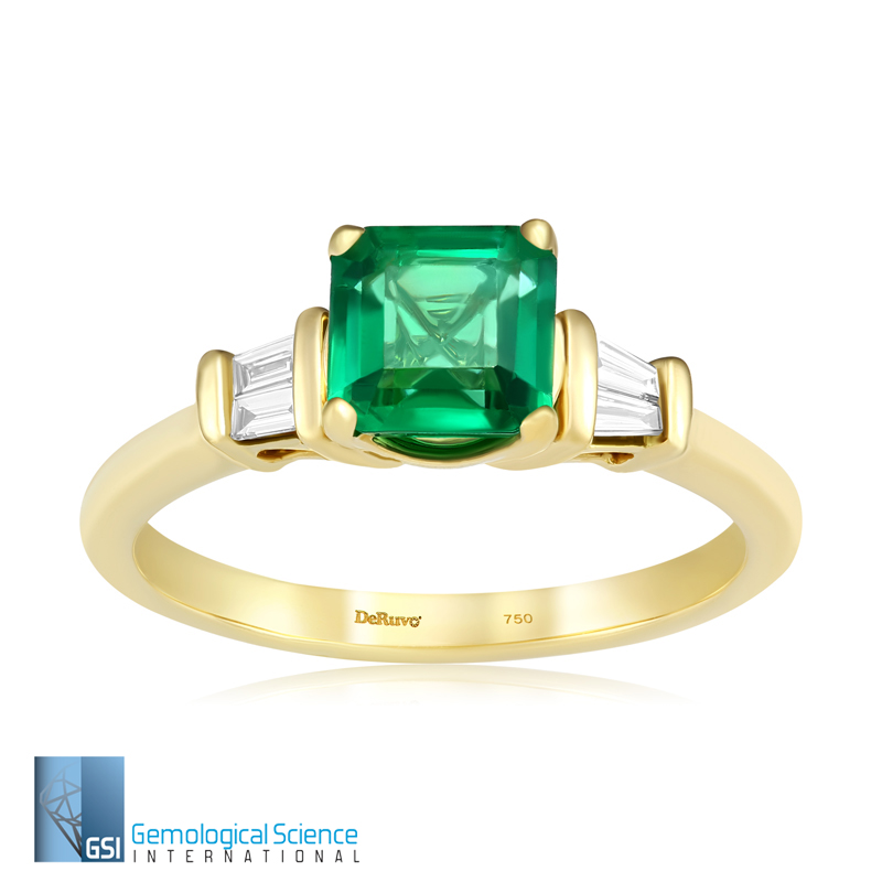 Inel Aur 18k Diamante, Smarald DERUVO