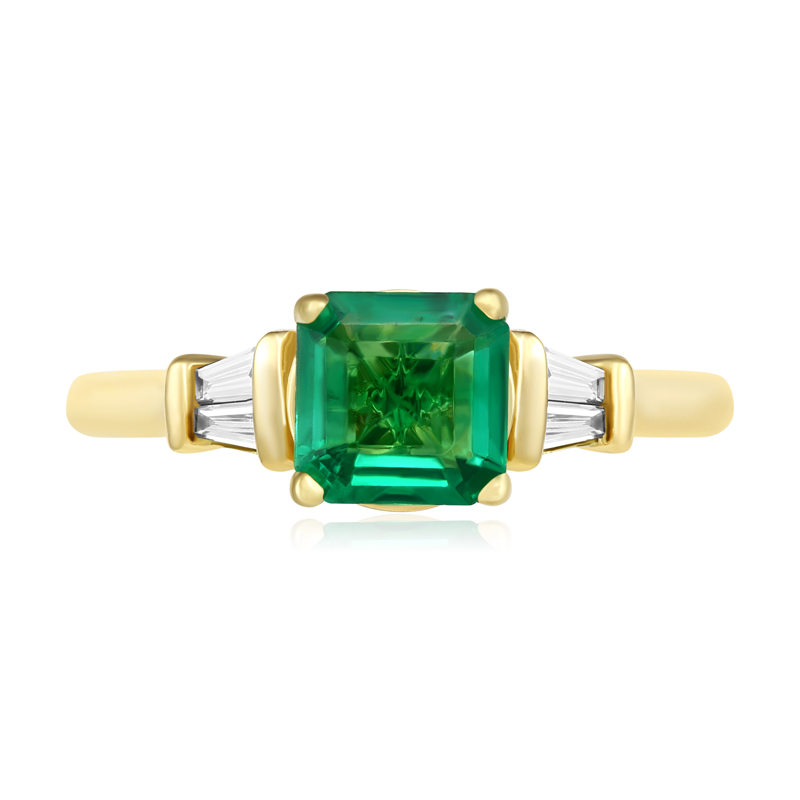 Inel Aur 18k Diamante, Smarald DERUVO