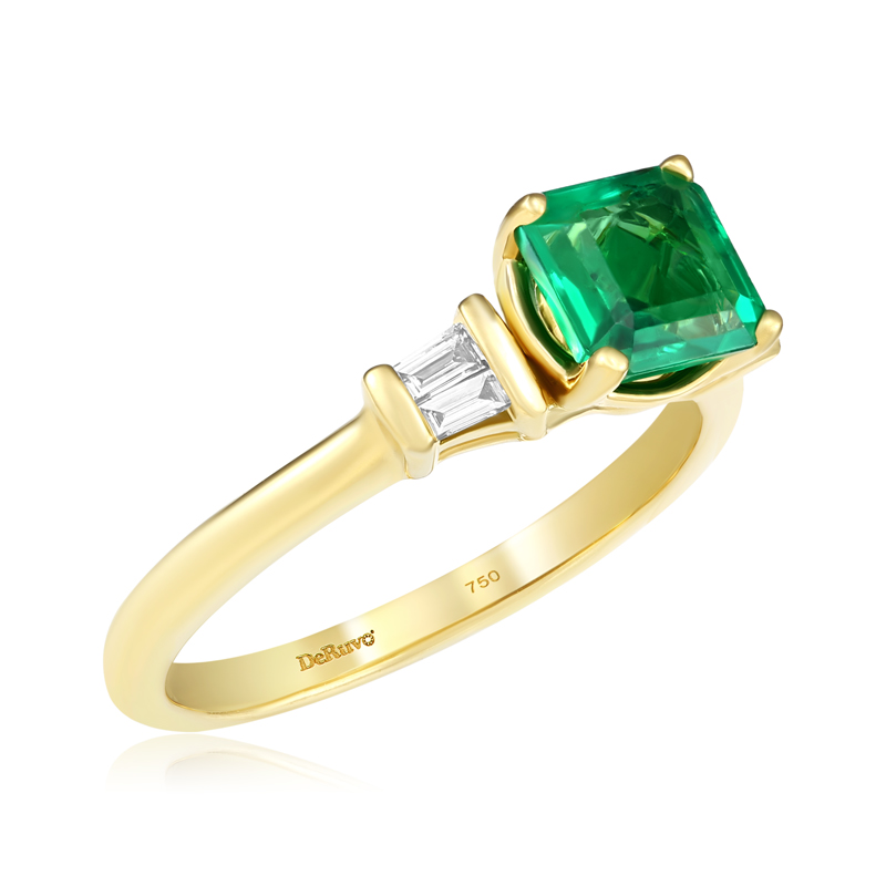 Inel Aur 18k Diamante, Smarald DERUVO