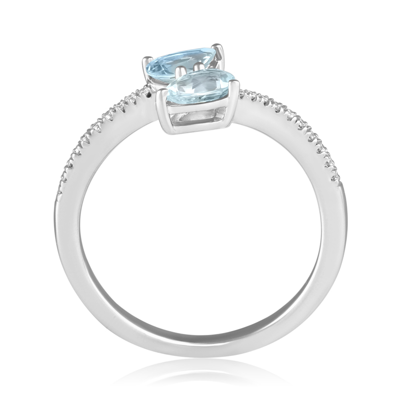 Inel Aur 18k Diamante, Aquamarin DERUVO