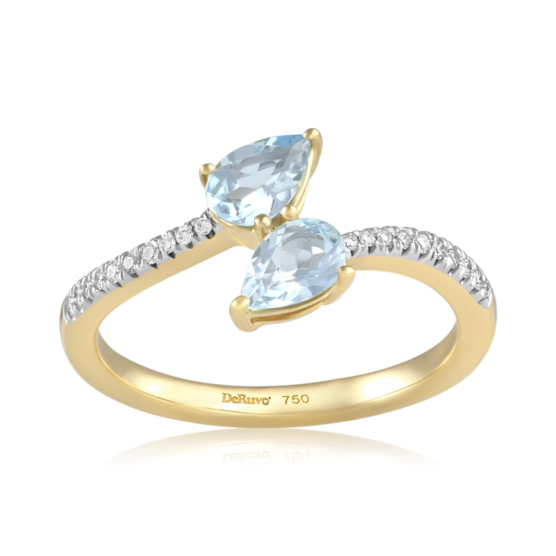 Inel Aur 18k Diamante, Aquamarin DERUVO