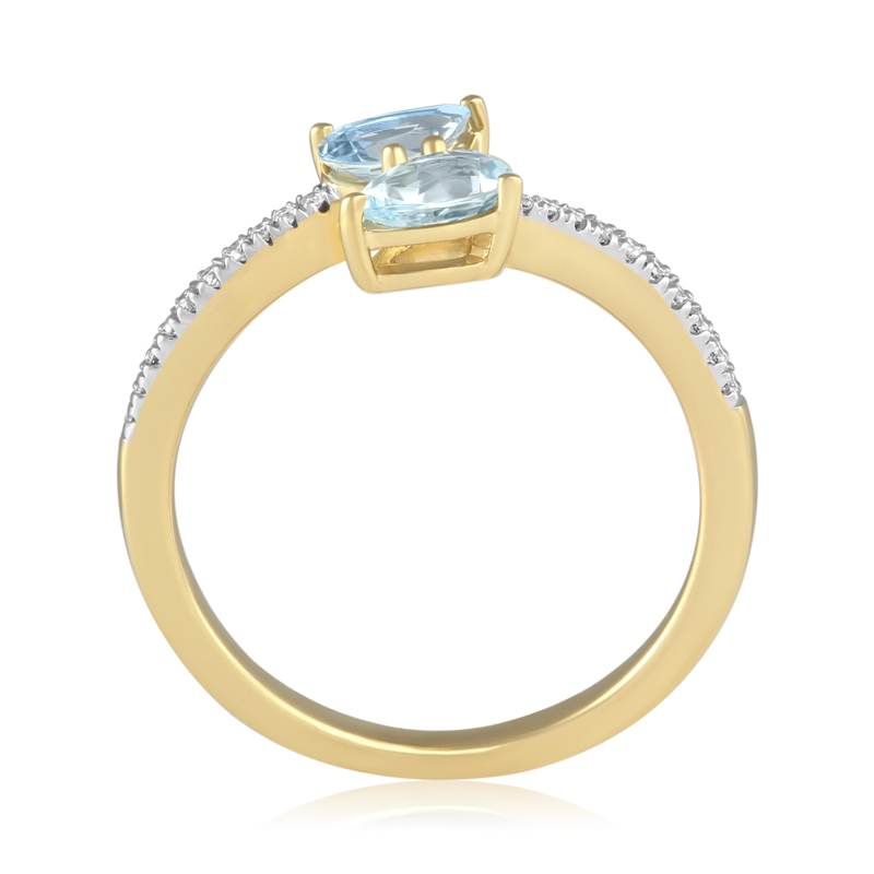 Inel Aur 18k Diamante, Aquamarin DERUVO