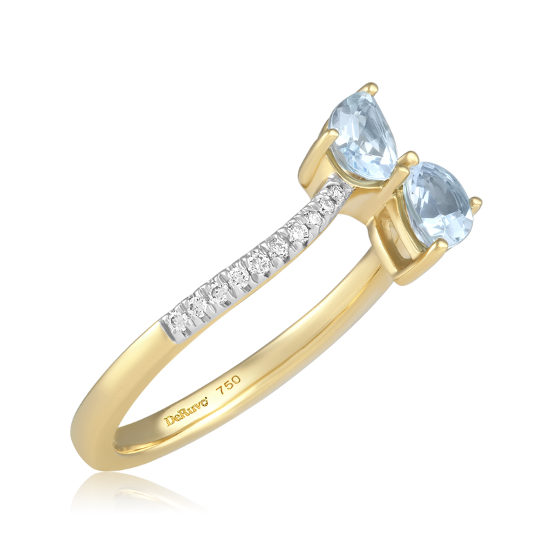 Inel Aur 18k Diamante, Aquamarin DERUVO