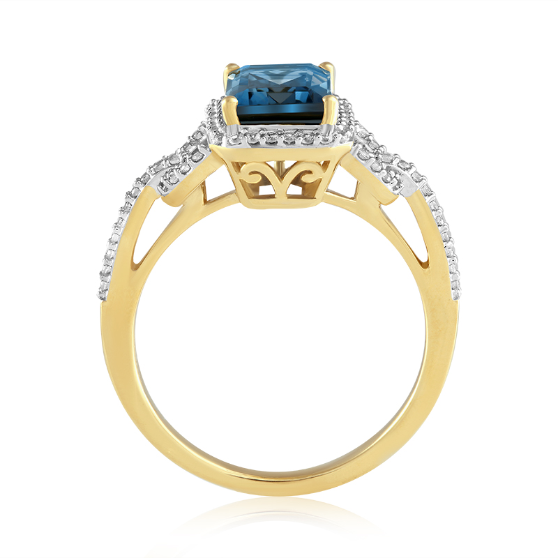 Inel Aur 18k London Blue Topaz, Safire Albe DERUVO 