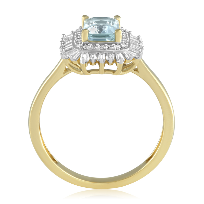 Inel Aur 18k Diamante, Aquamarin DERUVO