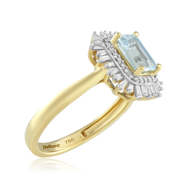 Inel Aur 18k Diamante, Aquamarin DERUVO