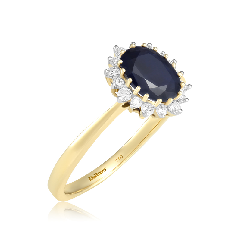 Inel Aur 18k Diamante, Safir DERUVO