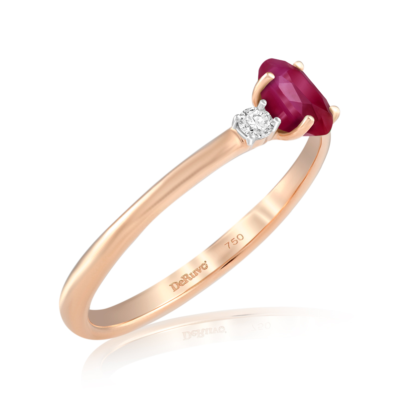 Inel Aur 18k Diamante, Rubin DERUVO