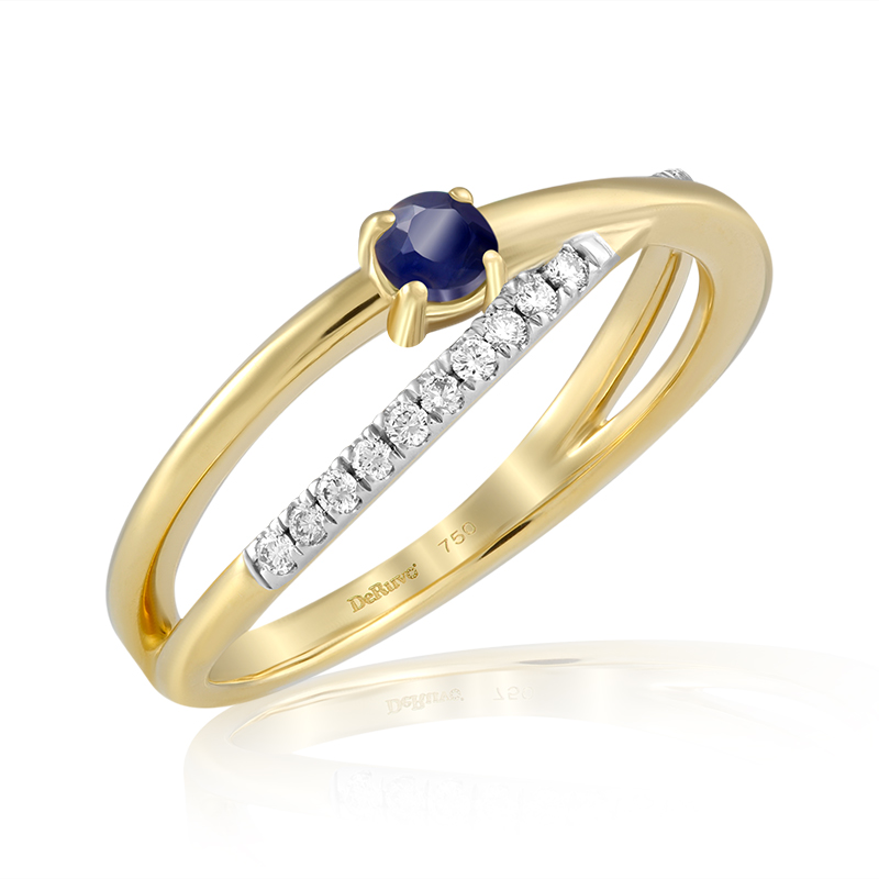 Inel Aur 18k Diamante, Safir DERUVO