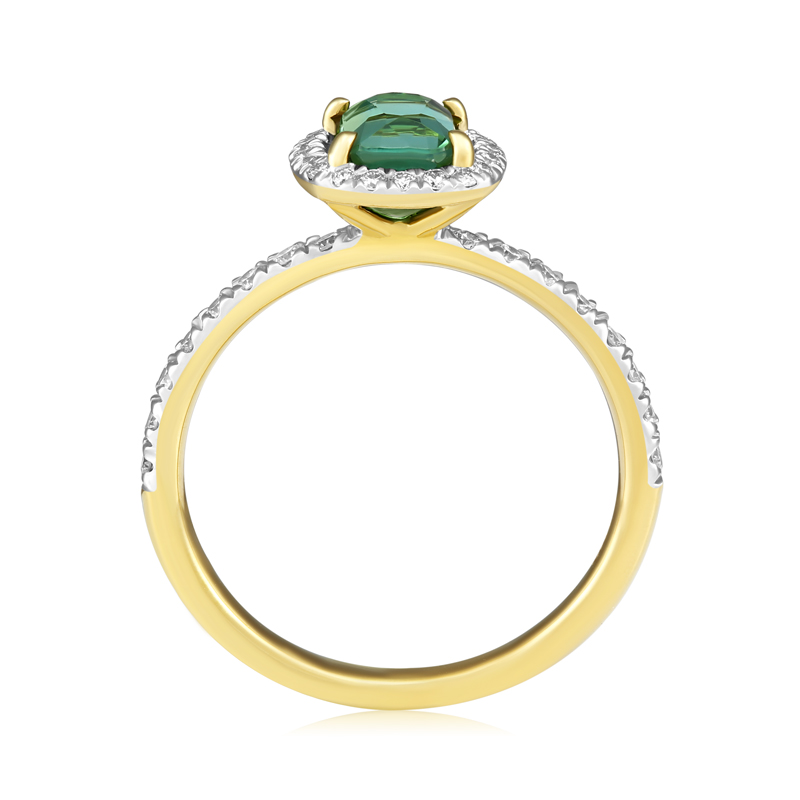 Inel Aur 18k Diamante, Turmalina Verde DERUVO