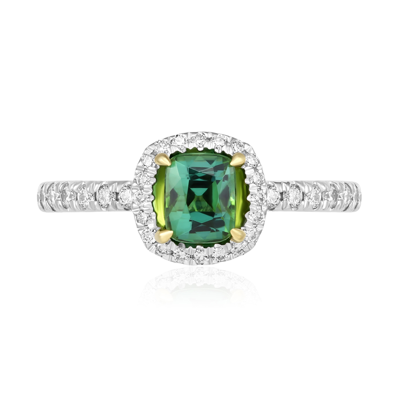 Inel Aur 18k Diamante, Turmalina Verde DERUVO